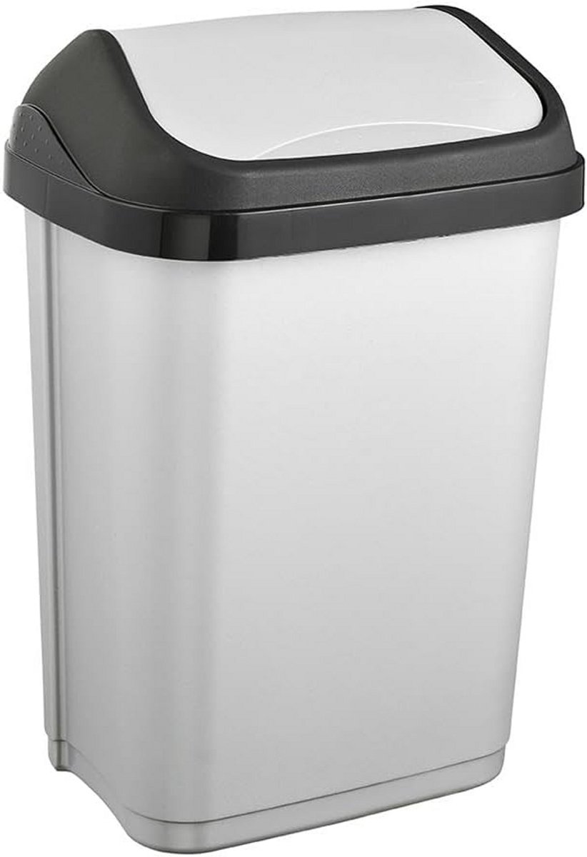 Prullenbak met Kantelklep 10 Liter Licht Zilver