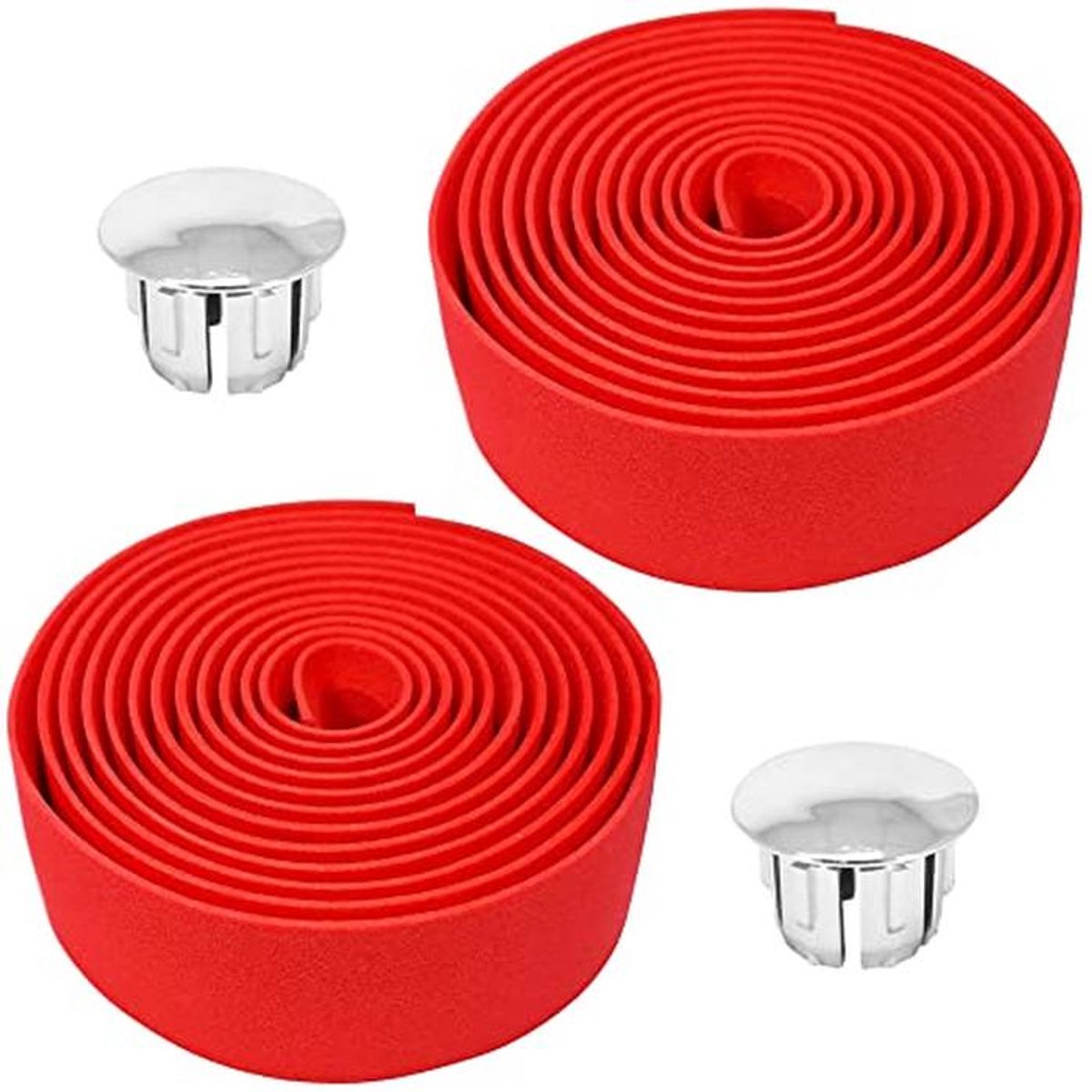 Comfortabele Schuimrubberen Fietsstuurbanden - Zelfklevend en Verchroomde Sluiting - Ideaal voor Straat, Fixie en Singlespeed - Rood - Set van 2