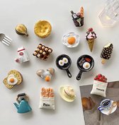TLVX 17 stuks Zeer Sterke 3D Koelkast Magneten / Leuke Foto Magneet Stokbrood / Koffie / Brood Ei / Wijn / ijs / Keuken / Toetje / Vrolijke Speel- en Leer Magneten / School / Whiteboard / Decoratief / Boodschappenlijst / Notitie / Memo Magneetjes