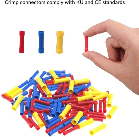 Raogoodcx 300 Stück isolierte Anschlussklemme Elektrische Draht Crimp-Steckverbinder Set, gelb, blau, rot
