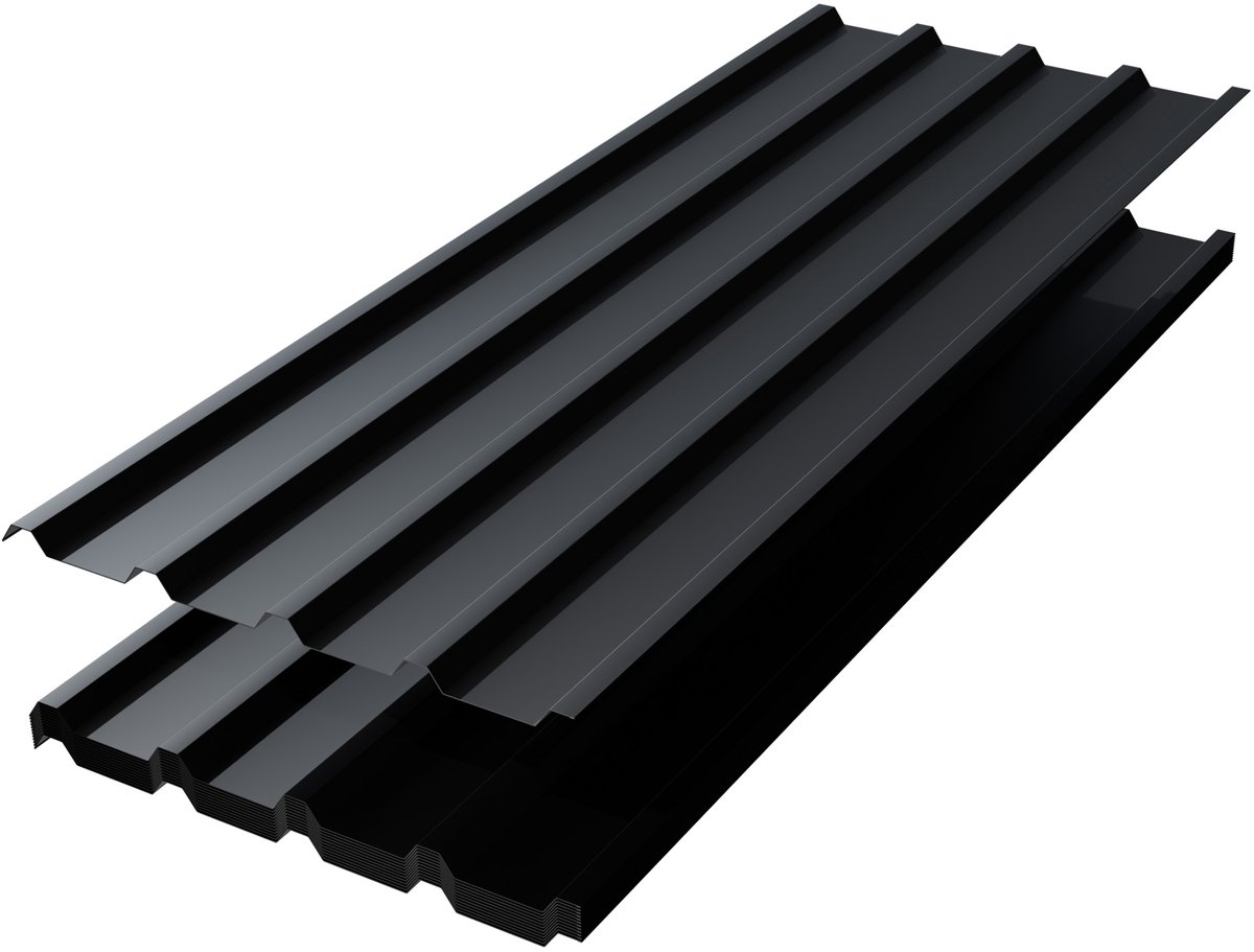 Aufun 12-delige Gegalvaniseerde Trapezium Golfplaten (115x45cm, 6,2m²) - 0,25mm Dik met 120 Schroeven & Handschoenen - Voor Tuinhuis & Garage Dak (Zwart)
