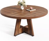 Tribesigns Ronde Eettafel - Keukentafel - 120 x 120 x 75 cm - Eetkamertafel Voor 4 Personen - Tafel met Houten Tafelblad en Poten - Rustiek Bruin