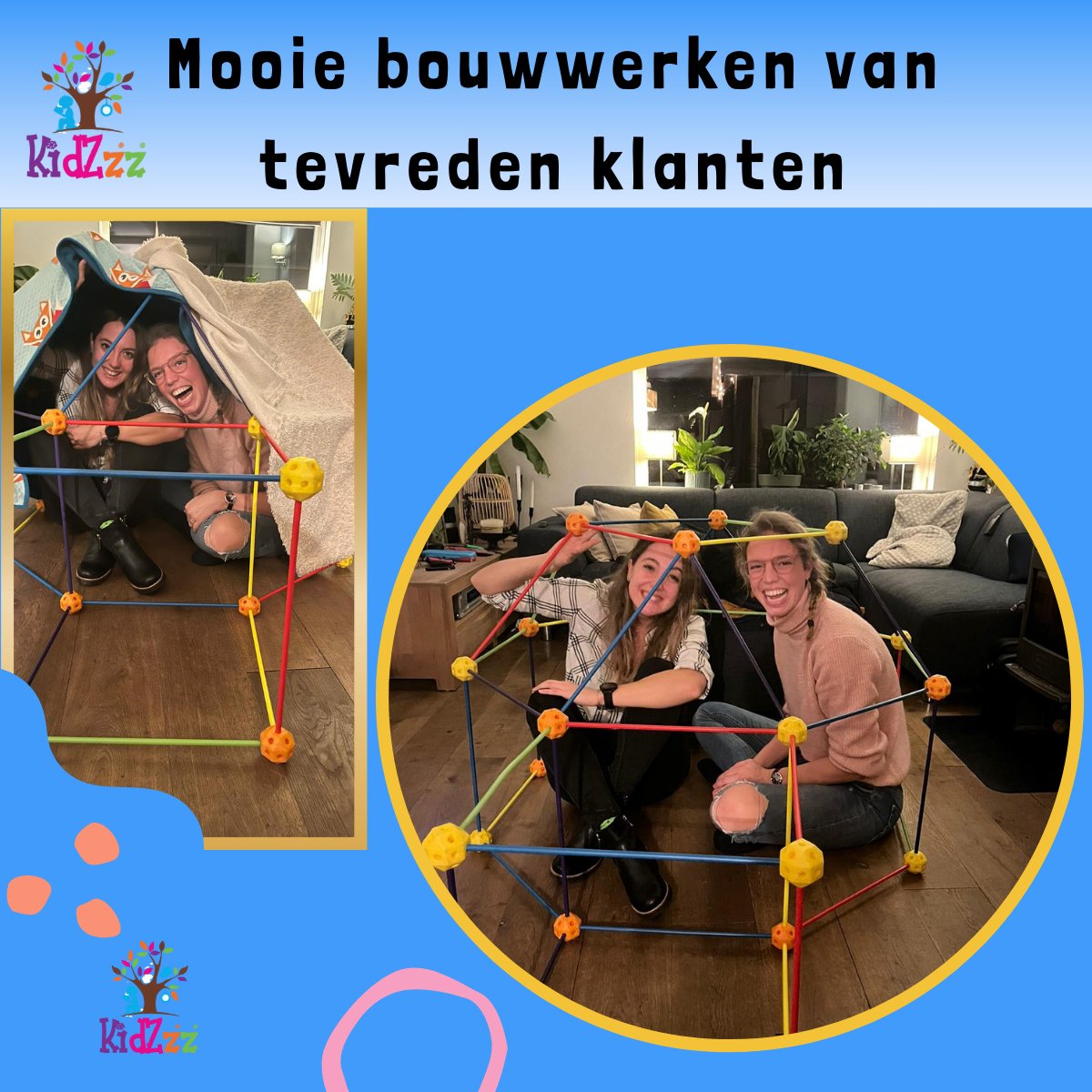 KidZzz® Gigafort XXL Uitbreidingsset - Bouw nóg grotere forten- Uitbreiding - Upgrade - Set met Extra lange Stokken - Extra grote Draagtas - Bouwspeelgoed - Hut bouwen - Speeltent - STEM speelgoed - Constructiespeelgoed - Bouwset - 45 onderdelen — afbeelding 24