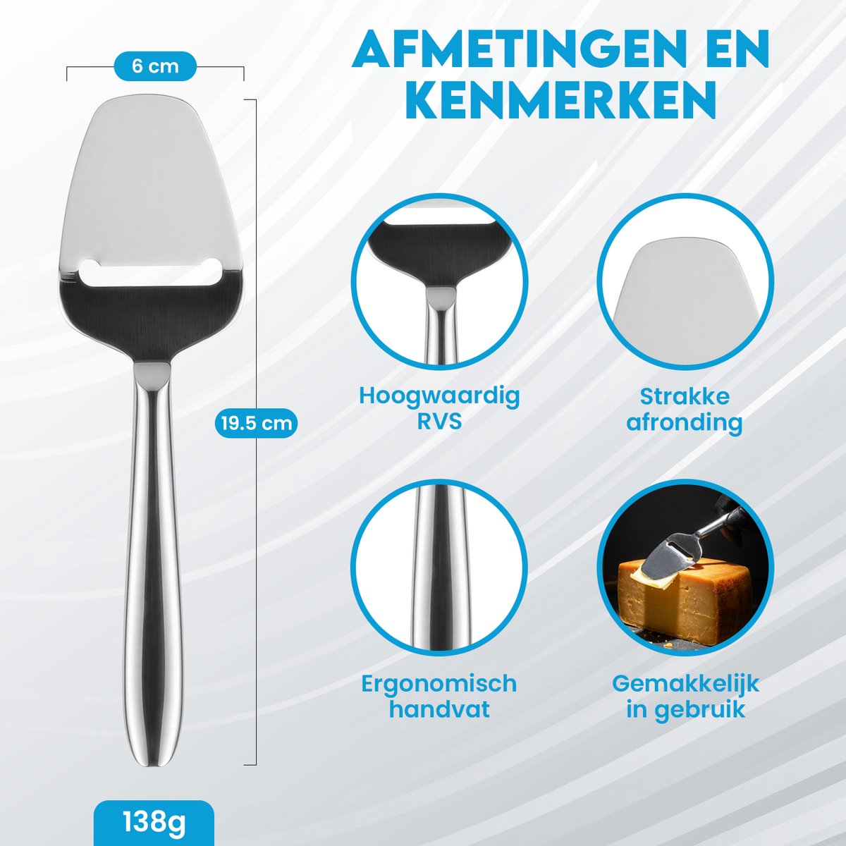 Kaasschaaf - Voor Belegen en Oude Kazen - RVS - Vaatwasserbestendig - Ergonomisch - Zilver — cadeau in Cadeau-ideeën - foto 6