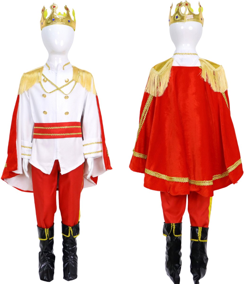 Joya Kids® Luxe Prins Verkleedkleding Kind | Koning Kostuum voor Jongens | Compleet Verkleedpak met Cape, Kroon, Staf & Schoenhoezen | Majesteit Pak Kinderen | Carnaval, Verkleedfeest, Schooltoneel | — afbeelding 2
