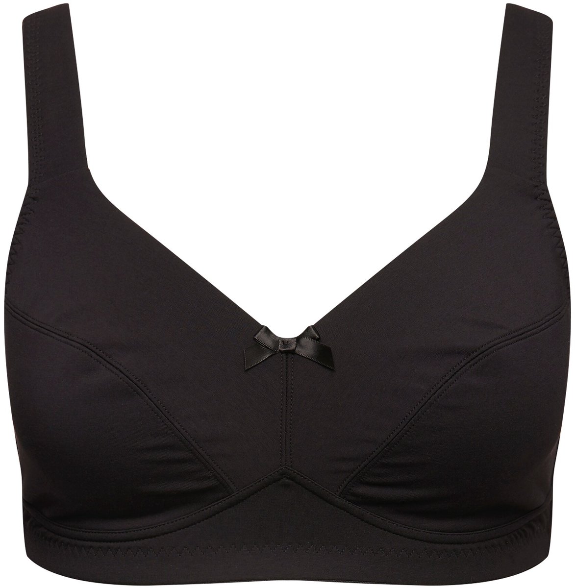 Ulla Popken Dames - Softbeha zonder beugels brede bandjes - Zwart