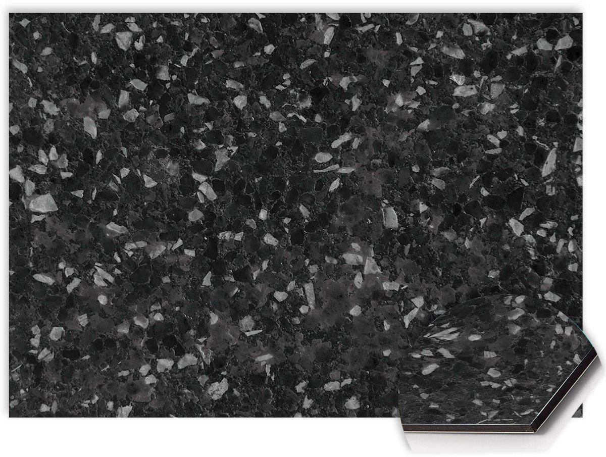 KitchenArt - Obsidian Granite Spatscherm - 60x30 cm - Spatscherm Achterwand Keuken - Spatwand Keuken