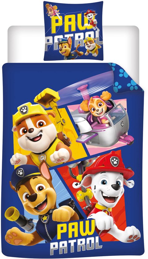 Paw Patrol Pat Patrouille Dekbedovertrek 140 x 200 cm +65X65cm – polyester