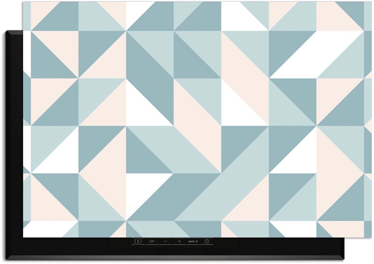 KitchenArt - Pastel Triangles – Inductie Beschermer - 90x52 cm - Kookplaat Beschermer - Luxe Afdekplaat Inductieplaat - Anti-slip & Oprolbaar - Beschermmat Inductiekookplaat