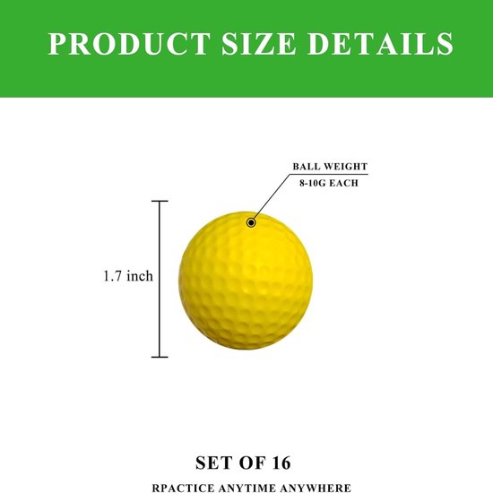 IMPERATORIS® Golf Oefenballen - Airflow Ballen - Geperforeerde Plastic Ballen - Voor Training in Tuin en Binnen - Lichtgewicht - Set van 16 - Rood, geel, blauw, groen, oranje, roze, wit van IMPERATORIS — afbeelding 2
