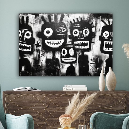 Tableau sur toile 120x80 cm - Décoration murale exclusive Tableau - Figures - Zwart - Abstrait - Décoration murale salon - Décoration chambre à coucher - Accessoires de chambre - Tableaux sur toile