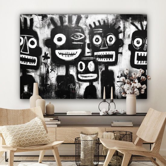 Tableau sur toile 120x80 cm - Décoration murale exclusive Tableau - Figures - Zwart - Abstrait - Décoration murale salon - Décoration chambre à coucher - Accessoires de chambre - Tableaux sur toile