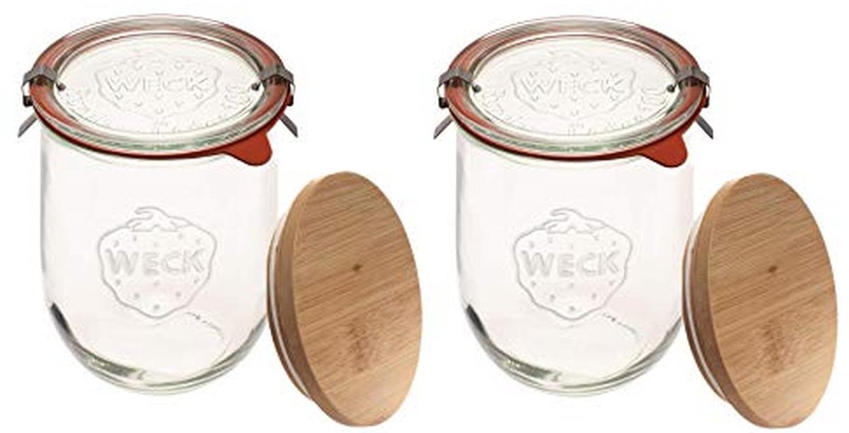 Grote Glazen Inmaakpotten voor Zuurdesem - 33,8 fl. oz (2 Stuks) met Deksels