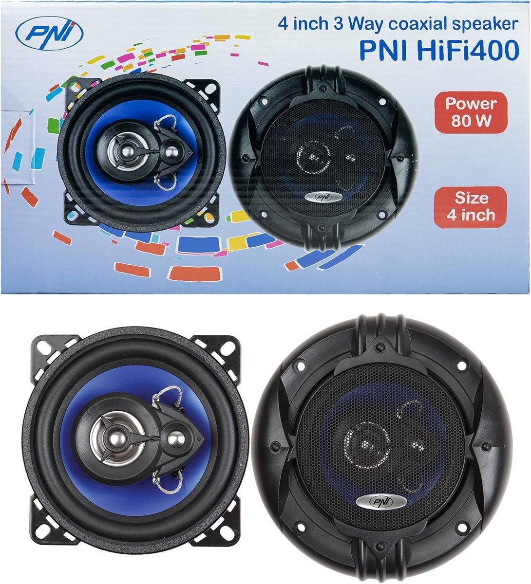 Coaxiale autoluidsprekers 10 cm 3 wegs met 80W vermogen en hoge helderheid