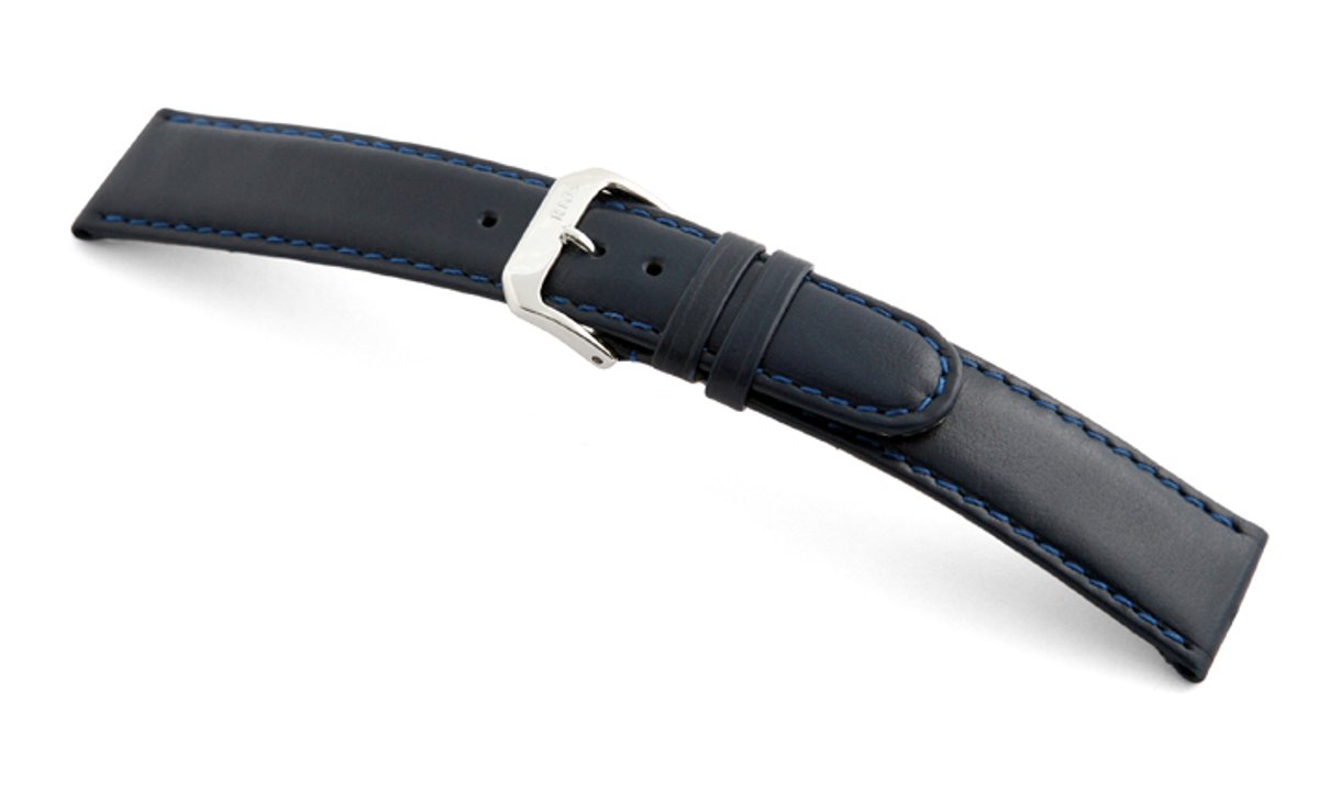 Lederband Phoenix 16mm donkerblauw glad