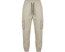 Hitman Cargo Broek Heren - Joggingbroek Heren - Trainingsbroek Heren - Sportbroek Heren - Katoen - Diepe Zakken - Crème - Maat XL
