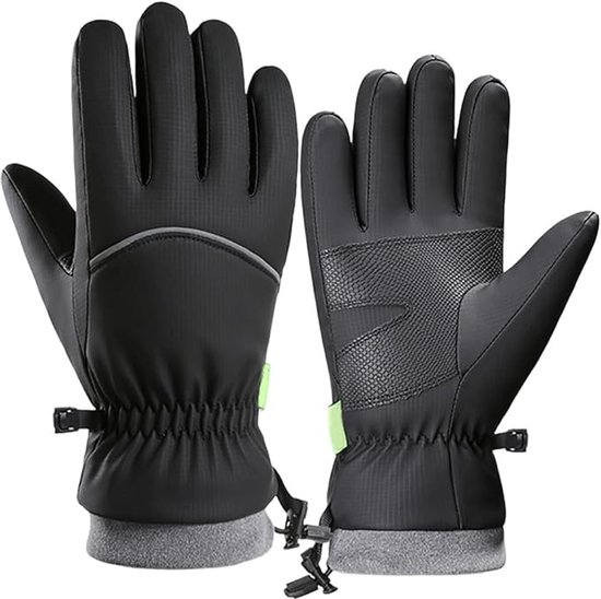 Unisex - Warme en waterdichte winterhandschoenen - Touchscreen - Reflecterend - Ski- en sneeuwhandschoenen - Geschikt voor hardlopen, fietsen, wandelen, autorijden en lopen - Zwart - M