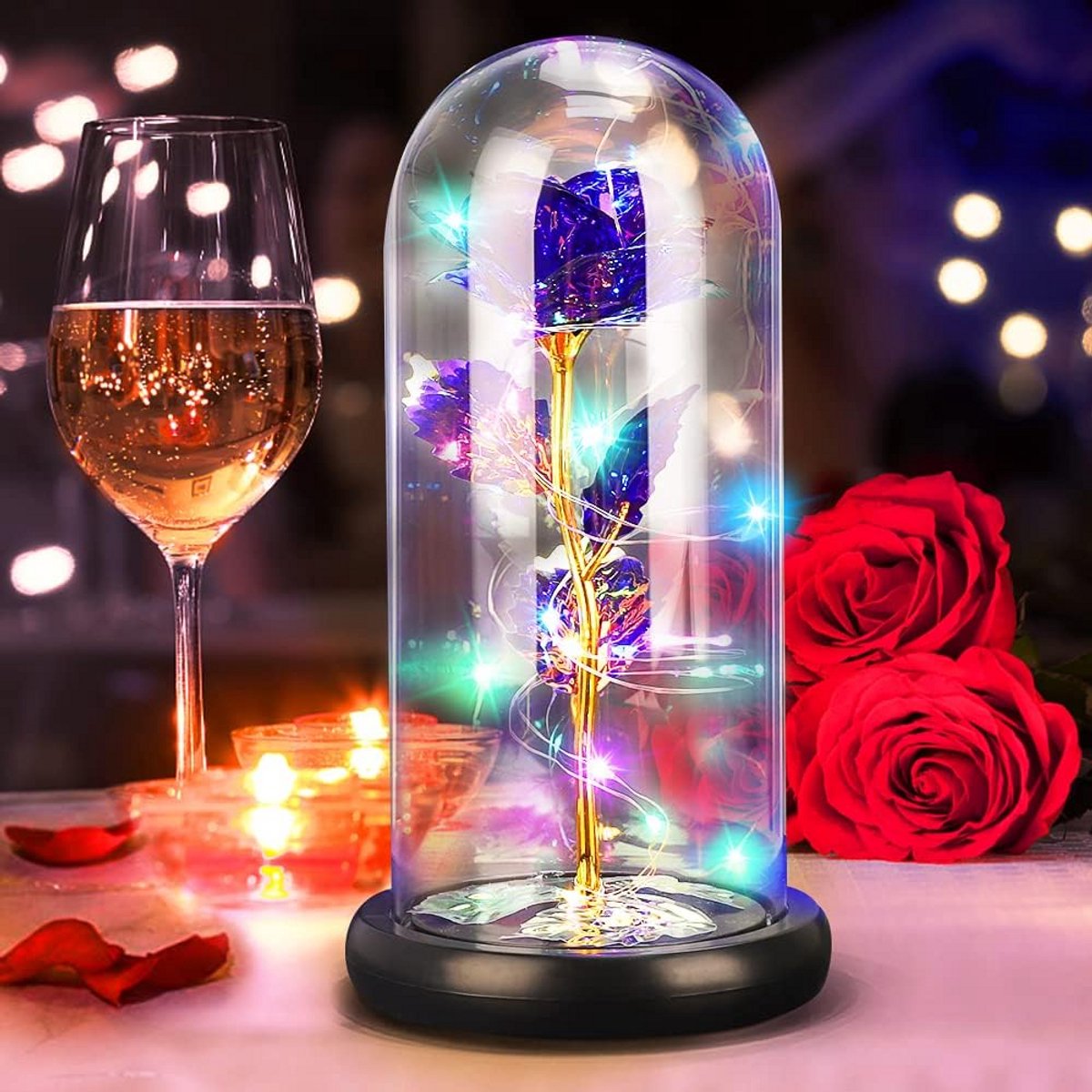 Eeuwige Roos in Glas met LED Licht - Romantisch Cadeau voor Moederdag en Verjaardagen