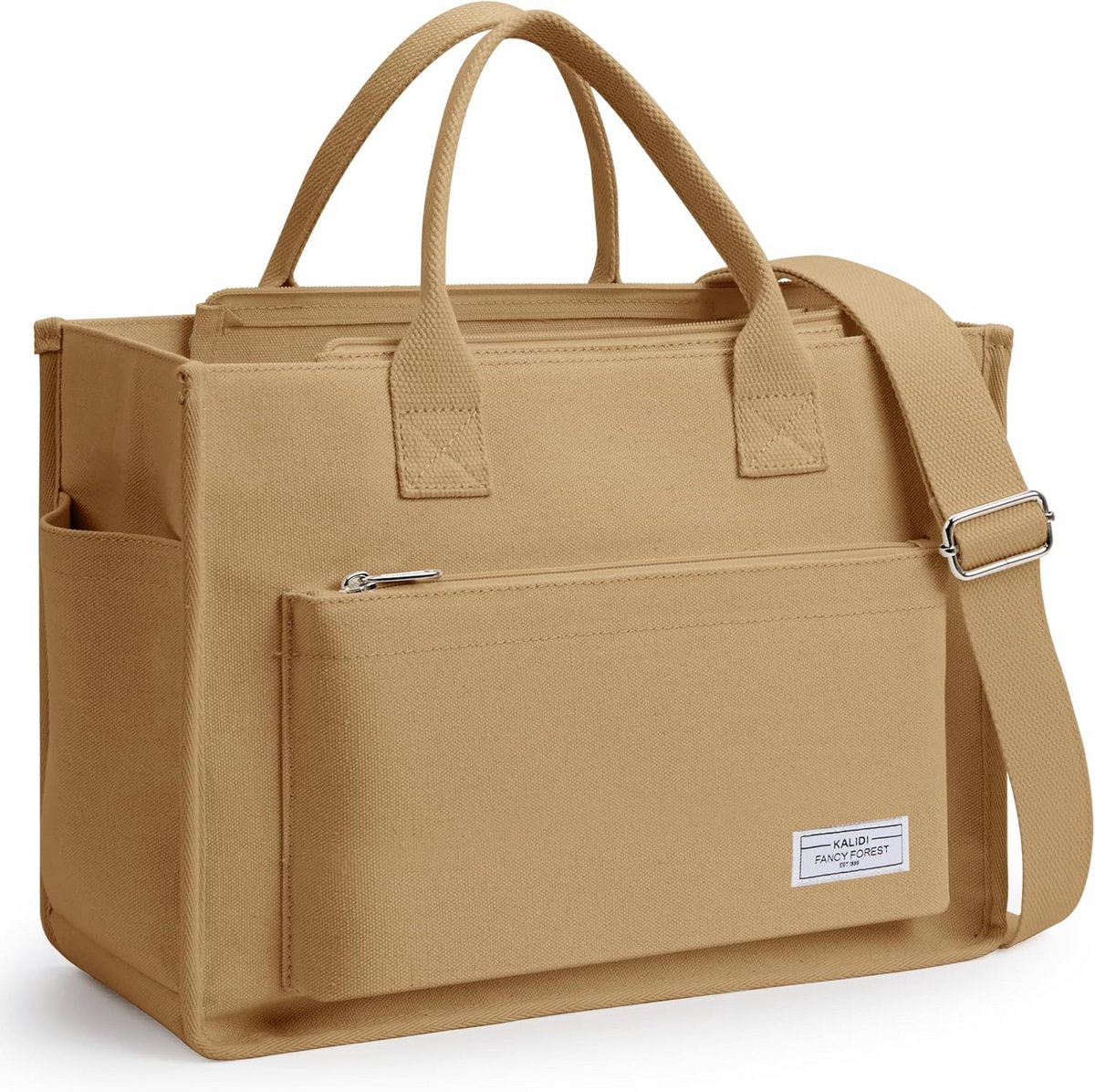 Dames Canvas Draagtas Schouder en Crossbody Handtas met Meerdere Vakken