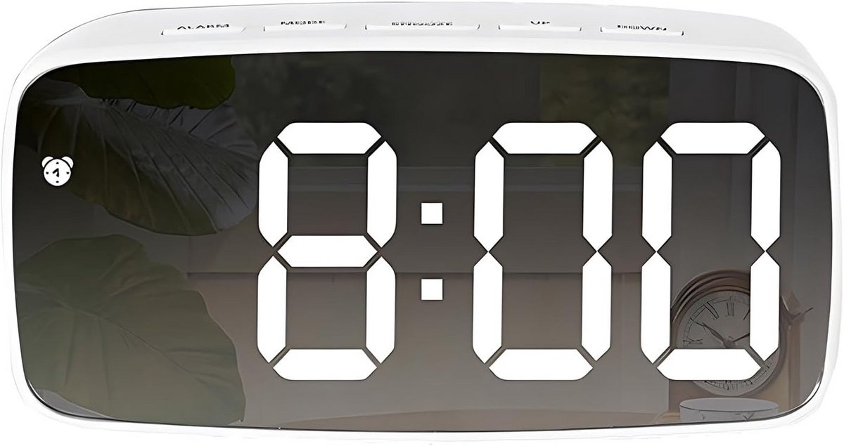 Digitale wekker met spiegel en spraakbesturing voor slaapkamer