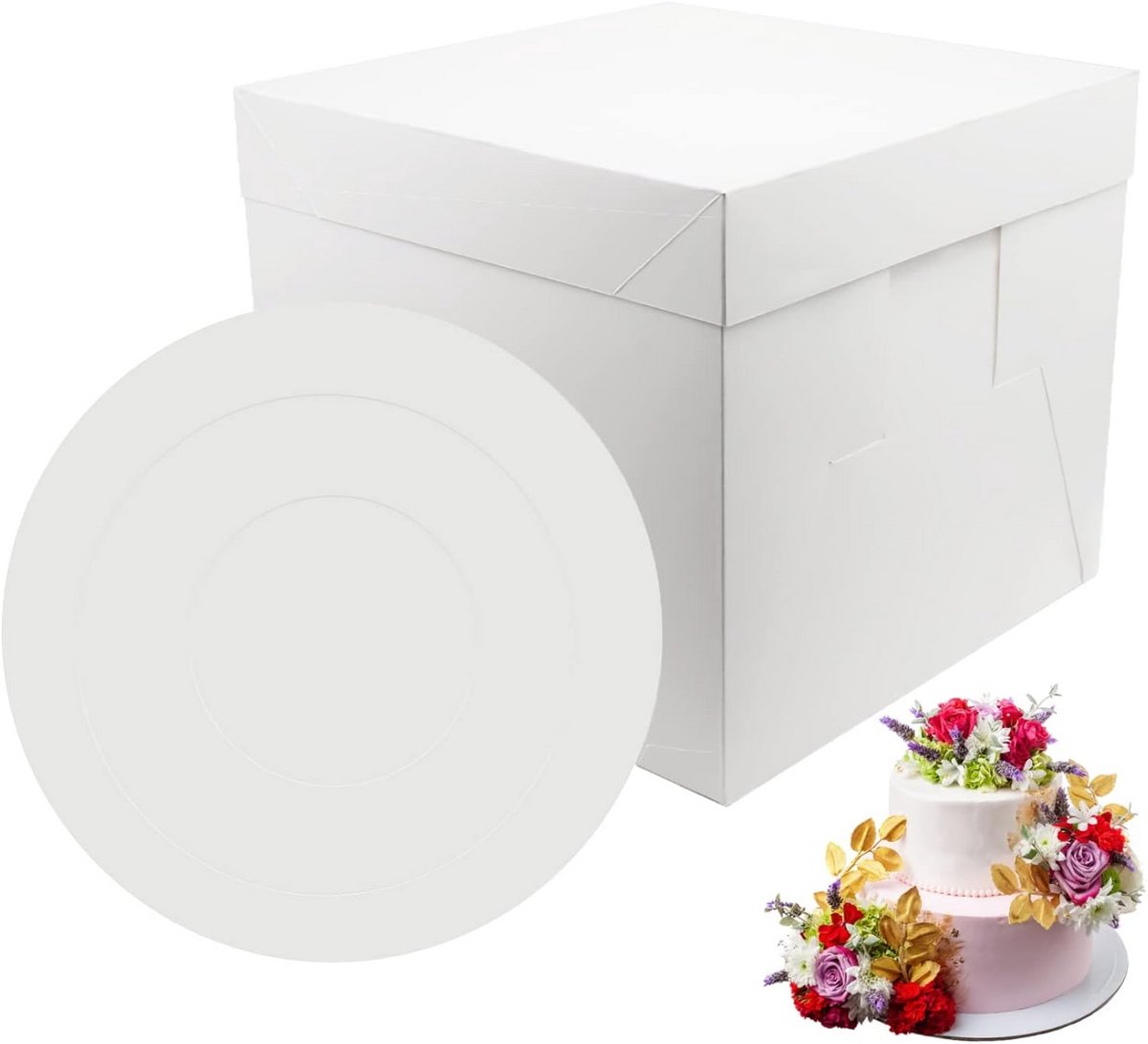 Taartdoos met Taartplank - Wegwerptaarthouder voor Taartjes - 30 x 30 x 25,4 cm