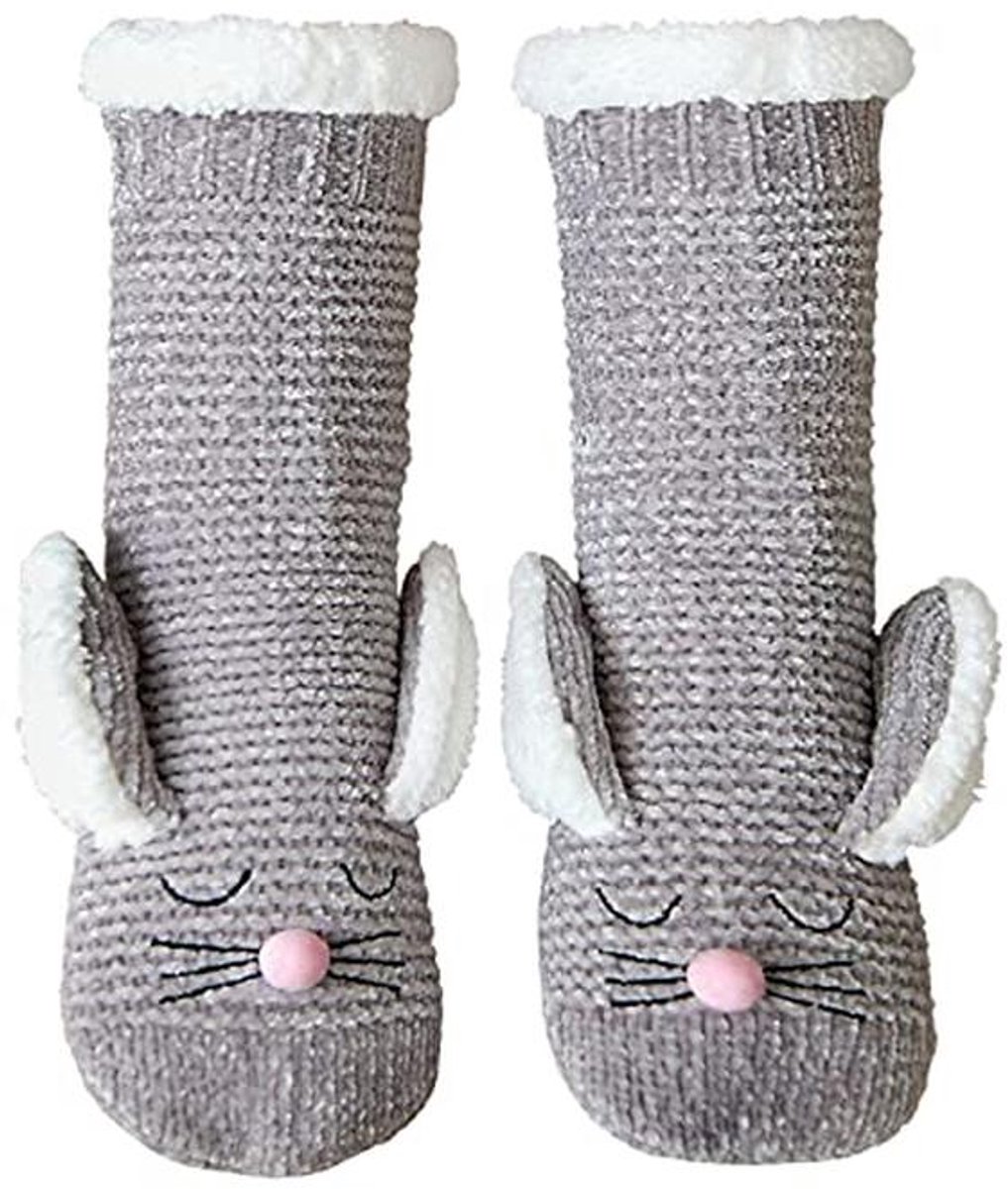 Warme Huissokken met Antislip Zolen voor Dames - Grappige Dierenpatroon Kerstsokken Maat 35-41