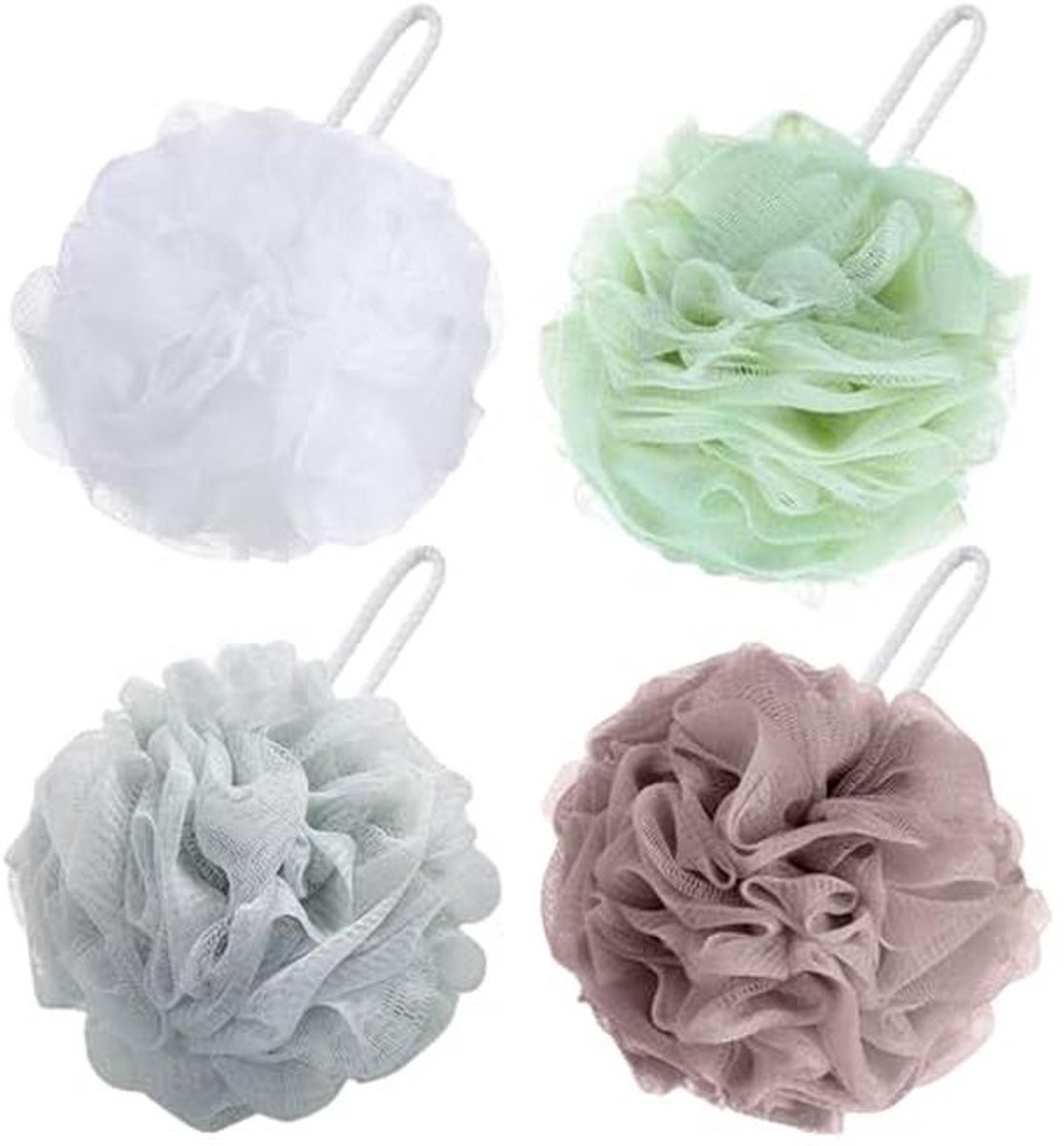 4 Pack Douche Puff – Zachte Badspons voor Exfoliatie en Lichaamsreiniging