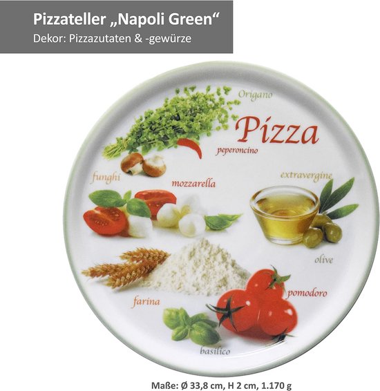 Set van 6 pizzaplaatjes Ø 33,8 cm - groot - 6 personen - pizza borden met 2 decoraties — afbeelding 3