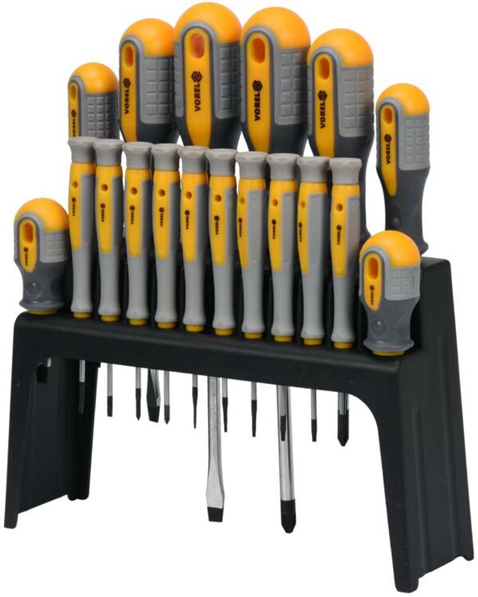 Schroevendraaierset 18-Delig - Sleuf, Phillips & Torx - Inclusief Precisieschroevendraaiers - Duurzaam CrV 6150 Staal - Ergonomische Antislip Handgrepen - Schroevendraaiers voor Werkplaats & Fijnmechanica