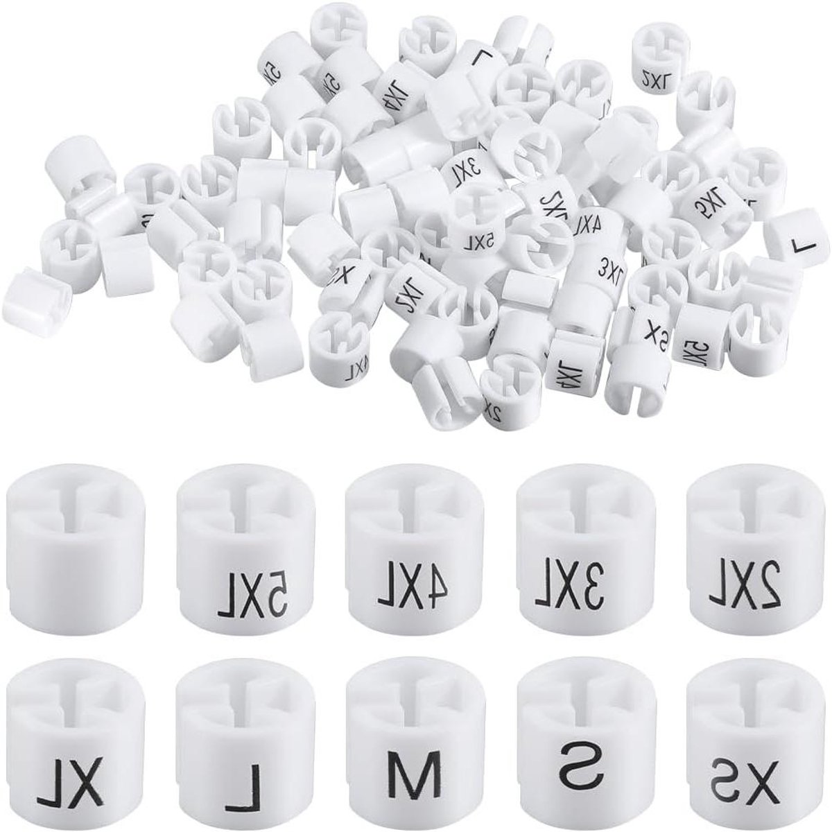 TTGoods - Kledinghanger Markers Set Wit - Maat XS t/m 5XL - Kleurcodering - 216 Stuks.