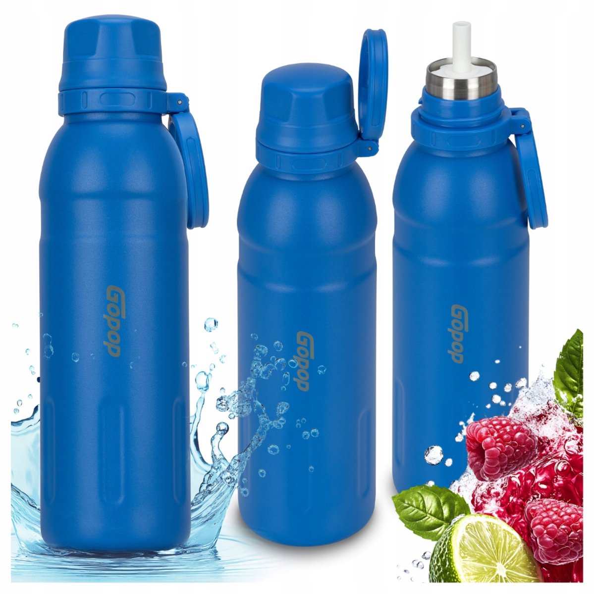 Gopop Jump Thermobeker met Rietje - 700ml Blauw