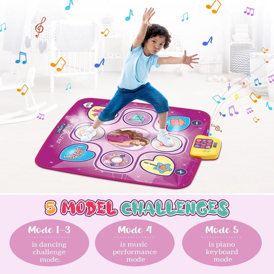 Tapis De Danse Musical Licorne Pour Enfants - 9 Touches LED, 6 Modes De Jeu, Cadeau Fille 3-12 Ans