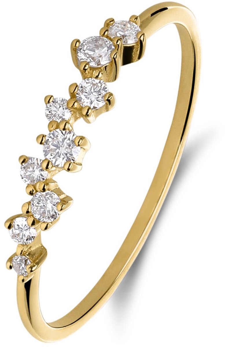 Lucardi Dames 14 Karaat gouden ring diamant 0,15 - Ring - 14 Karaat Goud - Goud - 16.50 / 52 mm