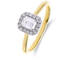 Lucardi Dames 14 karaat geelgouden ring met 17 lab grown diamanten 0,505ct voor dames - Ring - 14 Karaat Goud - Goud - 16 / 50 mm