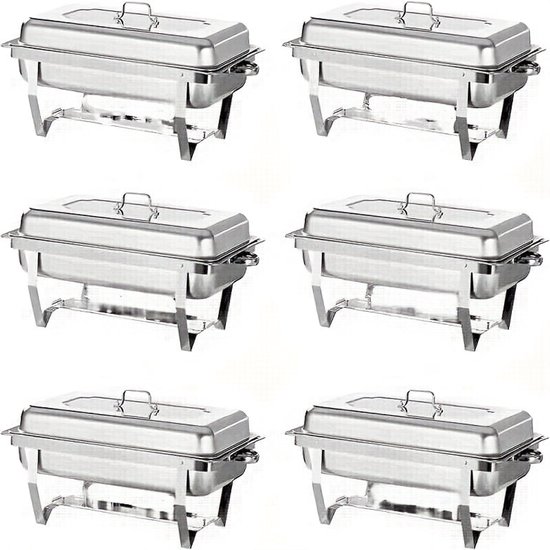 Chafing Dish Warmhoudcontainer, roestvrij staal, voedselverwarmer, buffet, warmtecontainer, chafing dishes, buffetverwarmer, eten, catering, buffetwarmer voor gerechten (42 x 29 x 32 cm
