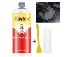 TLVX Super Sterke Metaal Reparatie Lijm 2-Componenten 100gr / Geschikt voor Metaal / Staal / Ijzer / Aluminium / RVS / Gietijzer / -40 °C tot +200 °C / Hittebestendige Metaallijm Inclusief Spatel