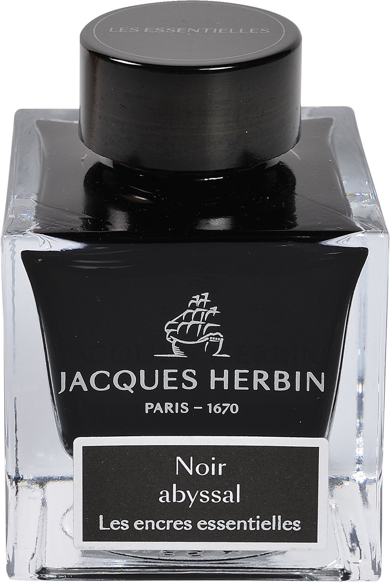 Jacques Herbin Vulpen inkt - Inktfles Essentielles - Noir abyssal - 50 ml - Zwart