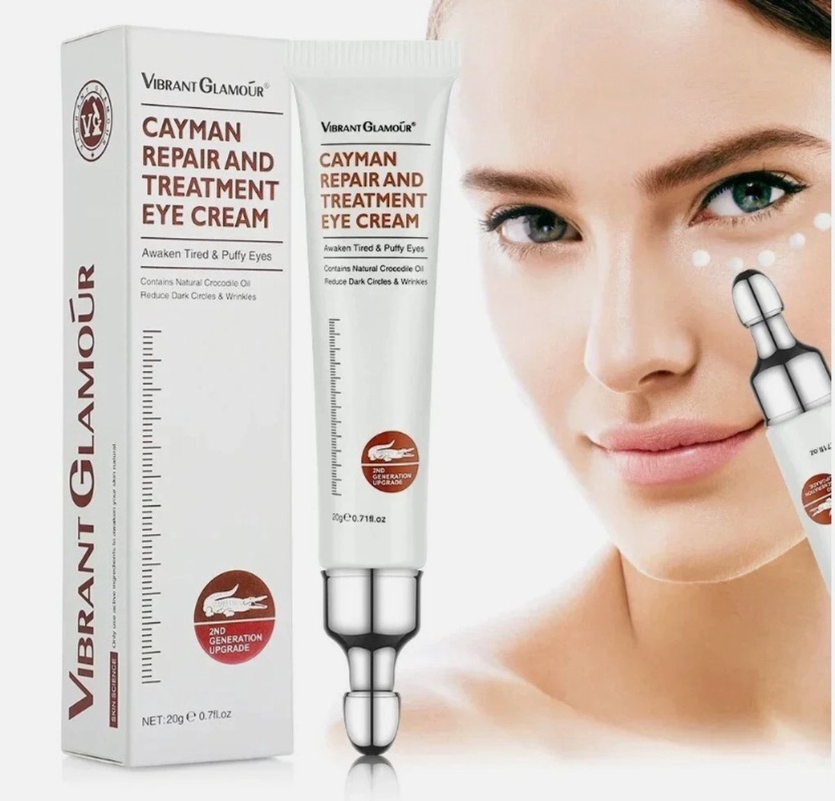 Vibrant Glamour Oogcrème Tegen Donkere Kringen, Wallen & Fijne Lijntjes – Hydraterend & Verstevigend – Met Hyaluronzuur & Vitamine E – 30 ml