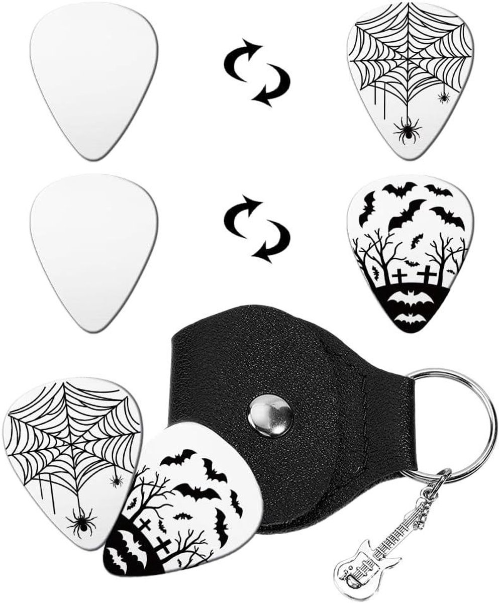 TTGoods - RVS Gitaar Plectrum Sleutelhanger Cadeau - Gegraveerd - PU-leer - Muziekliefhebber - Accessoire