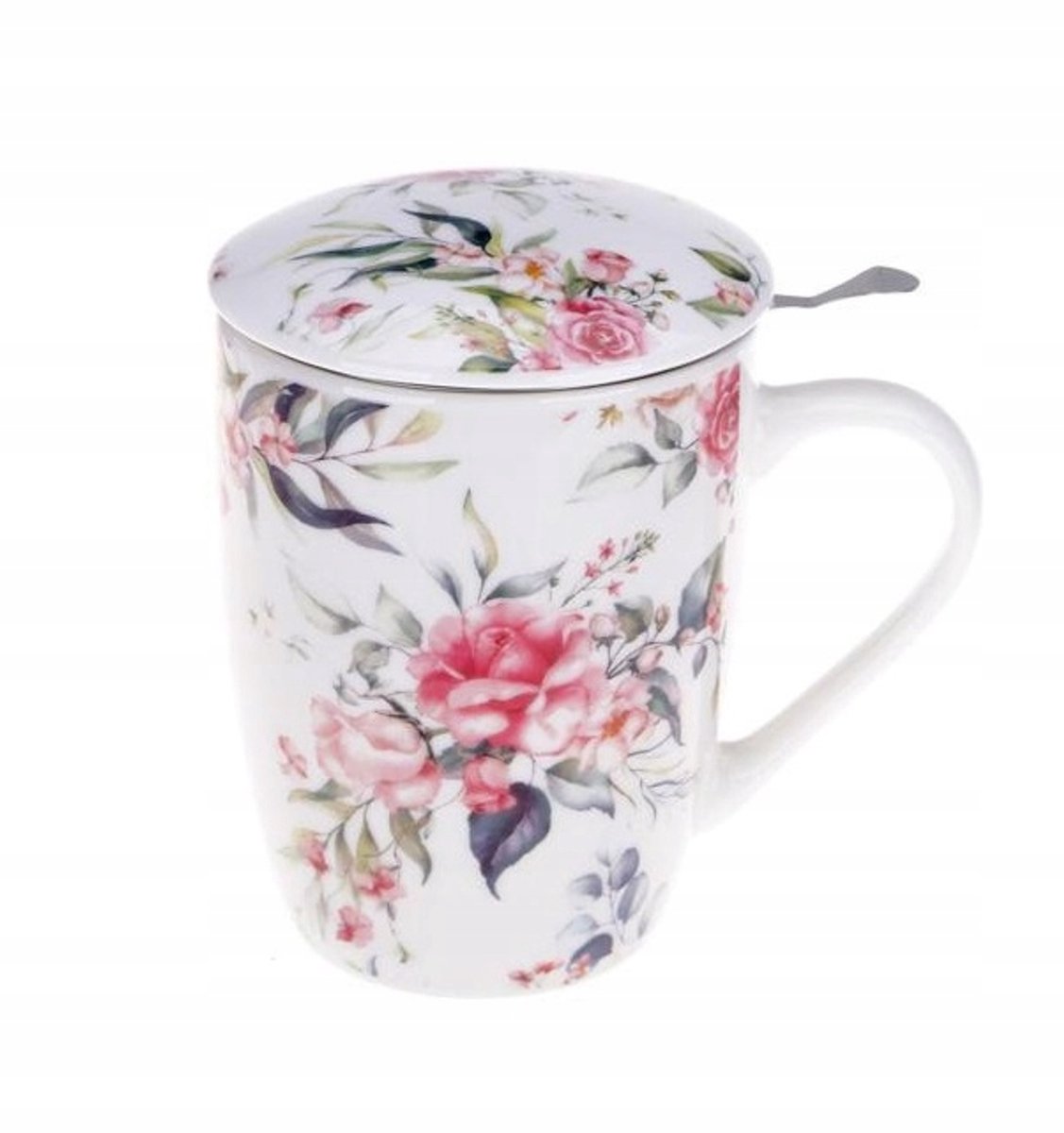 Porseleinen Theemok met Infuser - 350 ml - Bloemenmotief