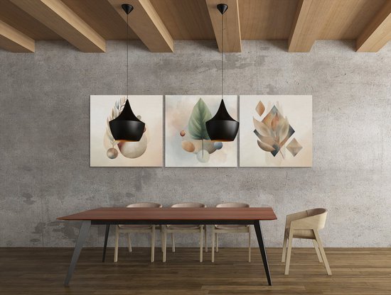 Triptyque Toile Peinture Abstraite Nature – Décoration Murale Moderne - 3x40x40 cm