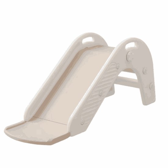 Crème/beige peuter glijbaan met brede trede.