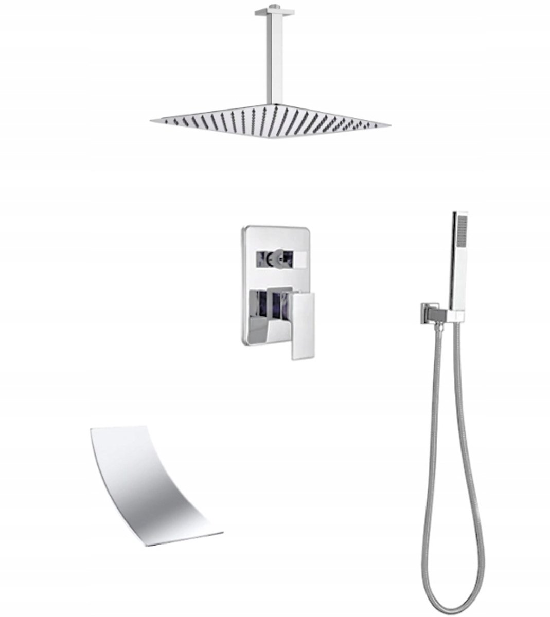 Onderbouw Doucheset Waterval Chroom Regendouche 20cm