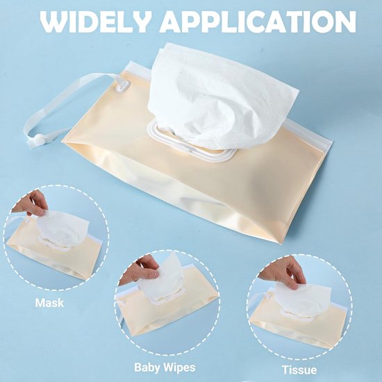 Billendoekjes houder - 3 stuks - Vochtige tissuehouder - Natte doekjes houder - Dispenser - Wipe box - Billendoekjesdoos - Vochtig toiletpapier houder - Geschikt voor make up doekjes, reinigingsdoekjes - Roze + Koffie + Beige - 24*13.5cm — afbeelding 2