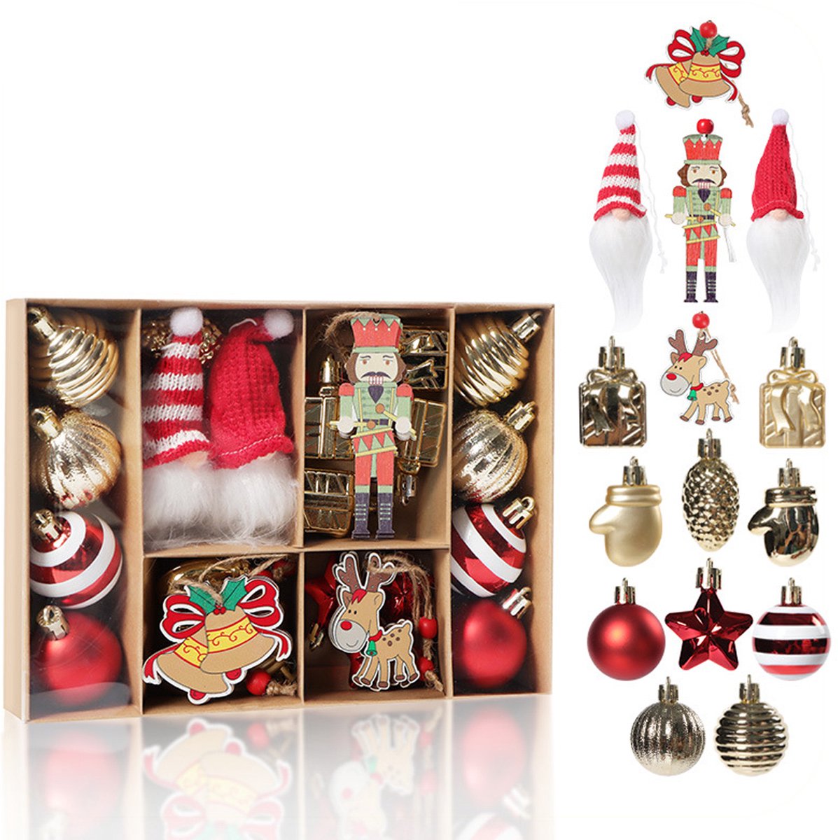 Mmgoqqt 32Stuks Kerstboom Decoratie - Glazen Kerstballen - Geassorteerde Kleuren - Luxueuze Ornamenten - Onbreekbaar En Herbruikbaar Voor Kerstversiering