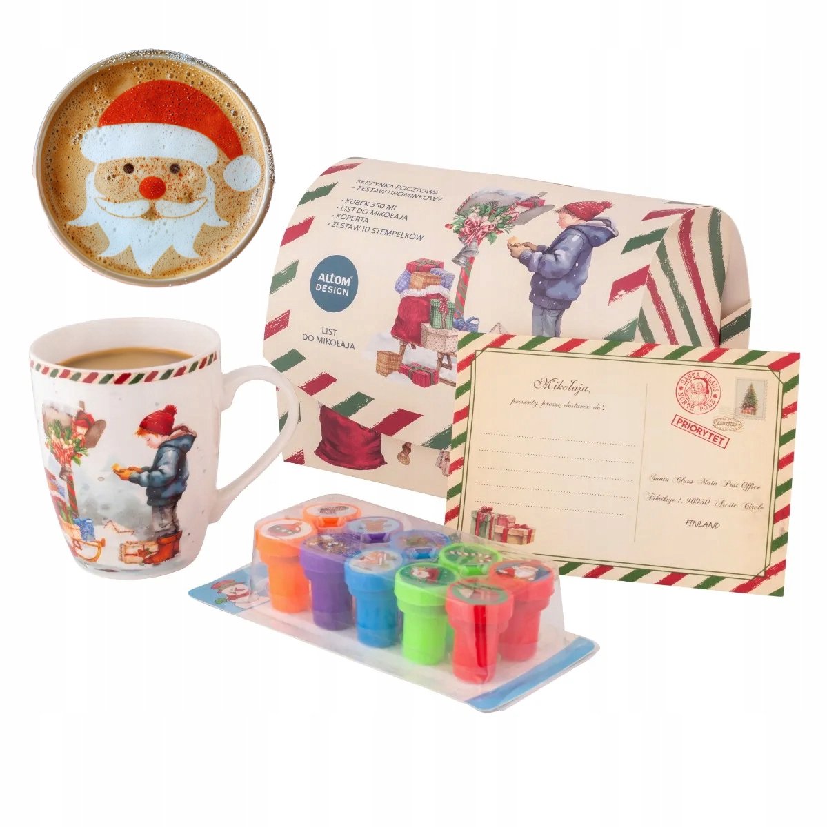 Kerst Mok Set met Brief en Stempels - 350ml Porselein
