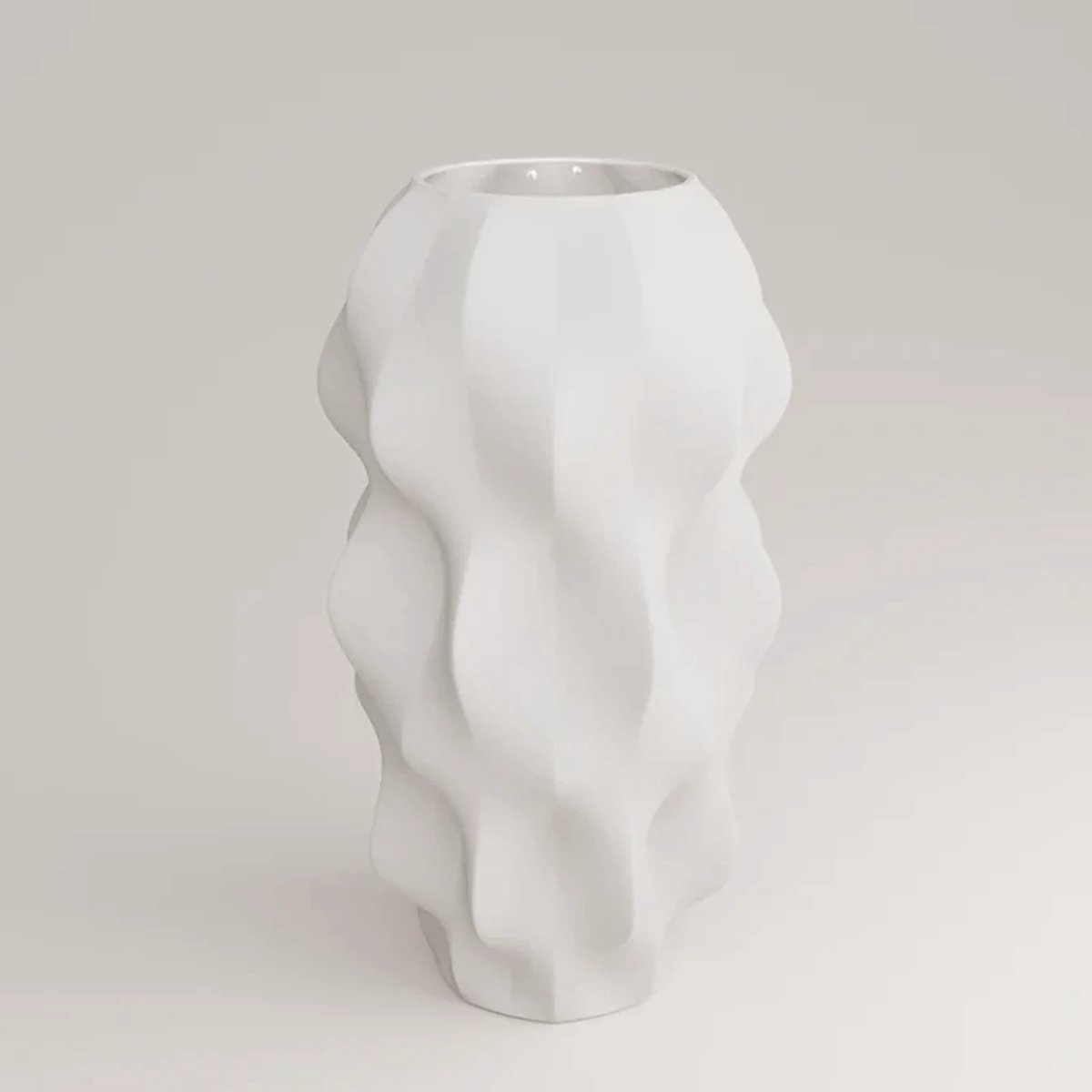 Merkloze Porseleinen Vaas 40 cm - Wit, Ovaal Design