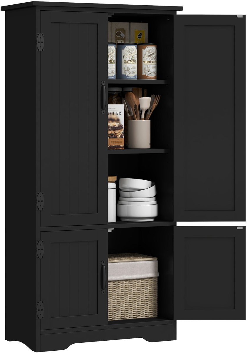 HOMCOM-Keukenkast-Hout-60x30x123cm-Zwart