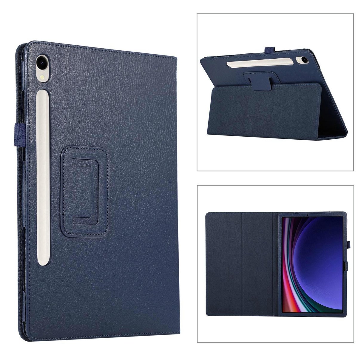 Mobigear Tablethoes geschikt voor Samsung Galaxy Tab S11 Hoes | Mobigear Classic Bookcase + Stylus Houder - Donkerblauw