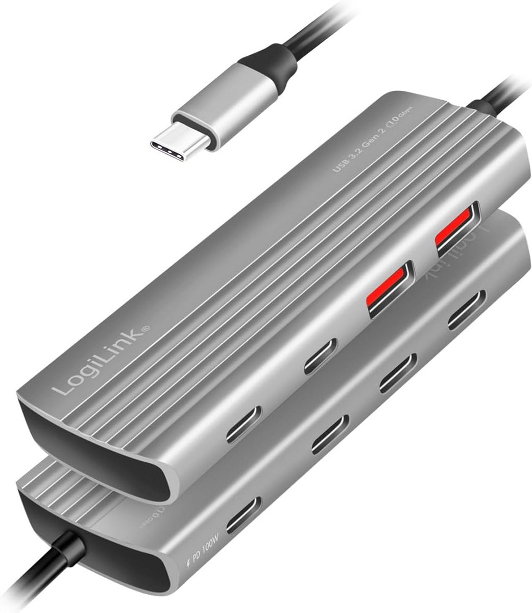 Ultra-Slanke USB-C Hub met 7 Poorten en 100W Power Delivery